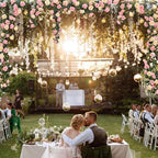 Suncalla 8 Pack 6.56Ft Artificial Rose Flower Garland Silk Flocked Pink and White Rose Garland Faux Eucalyptus Flower Vine for Wedding Party Table Centerpiece Arch Background Decoration(Eucalyptus) - Image 4