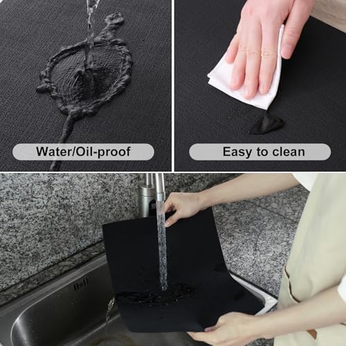 Homaxy PU Faux Leather Placemats for Dining Table, Set of 8, Black - Image 4