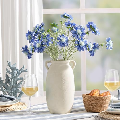 Dobbyby Ceramic Flower Vase 12 inch Farmhouse Rustic Vase Decorative Pottery Terracotta Tall Vases for Home Decor Table Mantle Fireplace Living Room Bathroom Wedding Centerpiece(Large-White) - Image 6