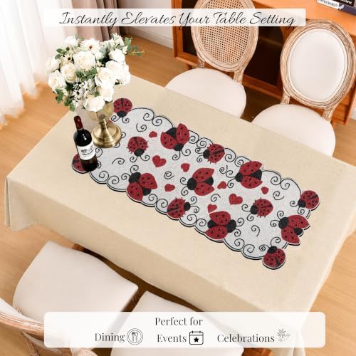 Beaded Table Runner 13 x 36 Inch - Handmade Glass Bead Decorative Runner for Dining Table, Coffee Table, Farmhouse, Wedding, Holiday & Everyday Centerpiece Decor, Garnet Black - Image 5