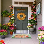 2 Pcs Floral Welcome Doormat Set, Front Door Mat with Non Slip Rubber Backing, Spring Outdoor Entryway Porch Mat Decor Farmhouse Floral Welcome Mat Set for Seasonal Home Indoor Decor - Image 2