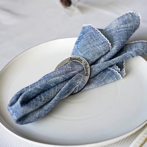 6 Pcs Ramadan Napkin Rings Ramadan Mubarak Islamic Table Decor Eid Decoration Napkin Holder Iftar Party Muslim Gift (Silver) - Image 6