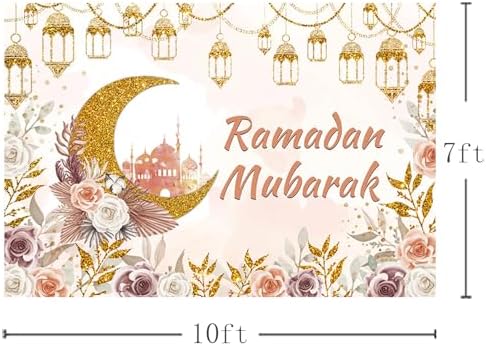 MEHOFOND Ramadan Mubarak Backdrop Boho Muslim Ramadan Kareem Lantern Castle Islamic Photography Background Eid Mubarak Moon Mosque Party Decorations Banner Photo Studio Props 10x7ft - Image 4