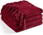 Chenille Throw Blanket for Couch 60" x 80" Twin, Red by LONGCREATE