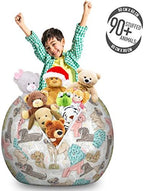 Ambesonne Dogs Storage Toy Bag Chair, Pattern with Little Purebred Puppy Dogs Bichon Pug Spitz Dachshund Poodle Shih Tzu, Stuffed Animal Organizer Washable Bag, Large Size, Pink White - Image 3