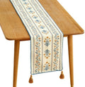ISAENNE Designer French Linen Long Table Runner,102"x12"-Estevan A by Isaennehomedecoration