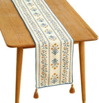 ISAENNE Designer French Linen Extra Long Table Runner,118"x12"-Estevan A by Isaennehomedecoration