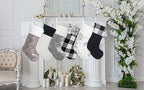LUBOT 6 Pack Christmas Stockings Large Family Xmas Stocking Black White Gray Contrast Match Flannel Plaid Plush Sequins Hanging for Decorations Holiday - Image 4