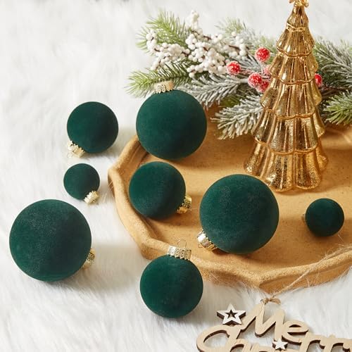 Velvet Christmas Ornaments Set 38Pcs Flocked Shatterproof Christmas Ornaments for Christmas Tree Decorations Xmas Decorative Hanging Christmas Ball Ornaments for Holiday Home Decor - Image 5