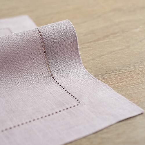 Solino Home 100% Pure Linen Placemats Lilac Hemstitch, 14 x 19 in, Set of 4 - Image 3