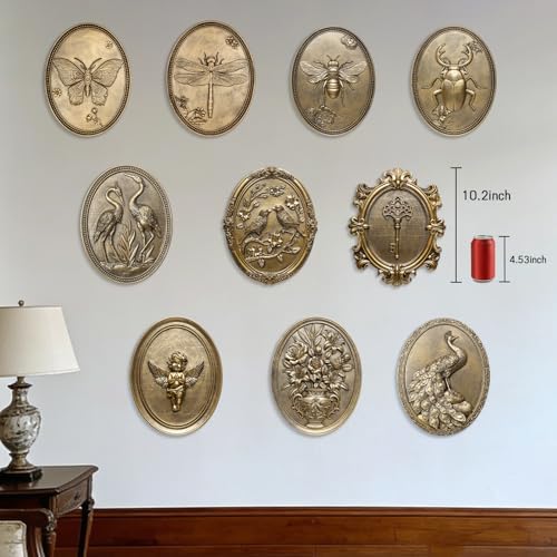 Vintage Key Wall Sculpture, Antique Wall Decor,Retro Hallway Wall Art,Hanging Decoration with Embossed Key Design, Oval Aesthetic Room Decor, Vintage Decoration for Living Room Bedroom Gallery,Unique Gifts - Image 4