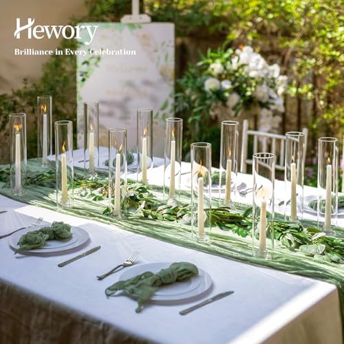 Hewory Hurricane Glass Candle Holders: 36 PCS Chimney Covers Bulk 12.6" H - Image 5