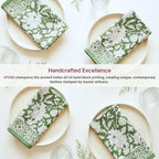 ATOSII Meraki Green 100% Cotton Spring Cloth Designer Dinner Napkins, Handblock Print, Washable Durable Linen for Everyday Use Wedding Parties Outdoors Christmas Easter I 20 X 20 Inches I Set of 4 - Image 3