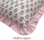 Set of 2 Pillow Covers with Ruffles 24x24 inch Floral Pillow Covers Pink Farmhouse Pillow Covers for Girls Room Nursery Couch Throw Pillow Covers Boho Home Decorative Pillow for Spring - Image 4