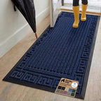 GORILLA GRIP WeatherMAX Door Mat, Indoor Outdoor, 72x24, Navy Greek Keys by GorillaGrip