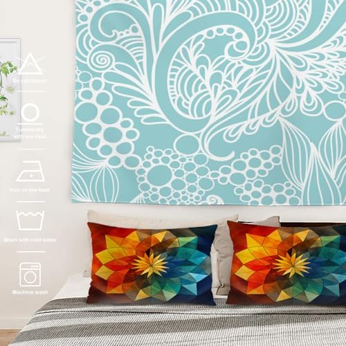 Batmerry Colorful Geometric Pillowcases, It Has Symmetrical Vibrant Shapes Decorative Bed Pillow Cover with Hidden Zipper Soft Blended for Hair and Skin 20X26 in - Image 2