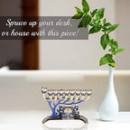 Matashi Hand Painted Blue Enamel Menorah Candelabra Embellished with - Image 6
