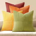 MIULEE Fall Burnt Orange Decorative Throw Pillow Covers 20x20 Inch Set of 4 Boho Color-Clash Cushion Covers Modern Farmhouse Pillow Cases Corduroy Striped Home Decor for Couch Sofa Bed by MIULEE