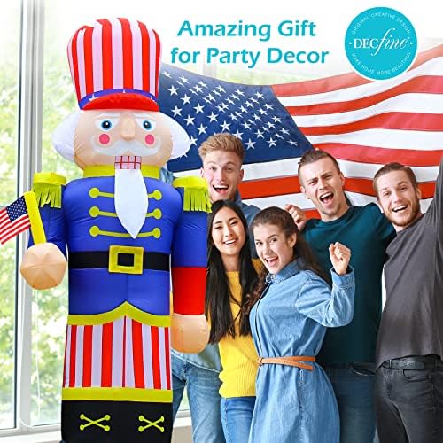 8 Feet Independence Day 4th of July Inflatables Nutcracker Soldier Lighted Blow Up Patriotic Yard Lawn Decoration with Built in Blower Fan and Anchor Ropes - Image 2