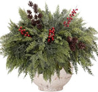 12 Artificial Cedar Stems, 17.5", with 2 Pine Cone Sprays and 3 Berry Picks by Unknown