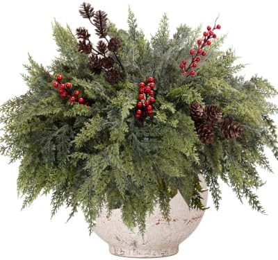 12 Artificial Cedar Stems, 17.5", with 2 Pine Cone Sprays and 3 Berry Picks by Unknown