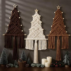 3 Pcs Large Macrame Christmas Tree Decor, Beige, Brown and Tan by HunnmingRe