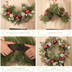 Valery Madelyn 24" Pre-Lit Christmas Wreath for Front Door with Light - Image 4
