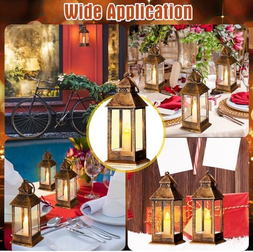 Hoolerry 24set Mini Lantern with LED Candle Halloween Wedding Decor, Retro - Image 6