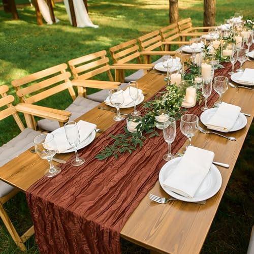 LemonRoad 4 Pcs 20ft Cheesecloth Table Runners Boho Gauze, Terracotta - Image 4