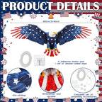 Breling 4th of July Patriotic Bunting Door Porch Decorations 250th Anniversary Eagle Door Decor 32ft Patriotic Porch Banner with Majestic Eagle Topper for Independence Day 250th Anniversary - Image 3