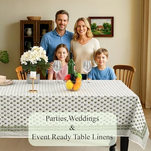 CPC Lotus Meadow Tablecloth 100% Cotton 72x160 Inch Indian Block Print Rectangle Table Cover, Table Cloth for Gifting in Weddings, Halloween, Fall, Christmas, Thanksgiving - Image 3