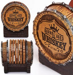 Cabin Obsession Whiskey Barrel Coaster Set – Handcrafted Whiskey Barrel Decor for Whiskey Lovers and Man Cave Gifts for Men - 6 Full Size Whiskey Coasters with Barrel Style Holder for Man Cave Décor - Image 3