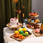 RattanView 7 Pcs Wooden Dessert Display Set 3 Tier Stands Trays, Brown - Image 6