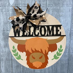 Wood front door sign Wood sign Home decor Welcome sign Sign for front door House warming gift Wedding gift (Welcome Highland cow-UV001(NC) P002, 11" Width) - Image 2