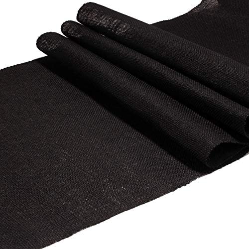 BambooMN Black 15" x 88" Vintage Burlap Table Runner for Rustic Wedding Bridal Shower Bachelorette Graduation Party Table Decor Decorations, 10 Pieces - Image 2