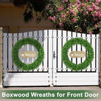 30Inch Green Boxwood Wreaths for Front Door Realistic All Season Eucalyptus - Image 5
