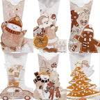 BHD BEAUTY 2026 New Knee-High Retro Christmas Stocking Light Brown Customized for Family Decorations Hanging Ornament for Xmas Holiday Party 6 Pack - Image 3