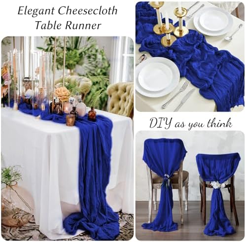 12Pack Royal Blue Cheesecloth Table Runners 10FT Table Runner - Image 2
