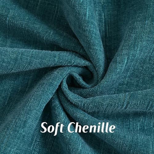 FUTEI Pack of 2 Chenille Throw Pillow Covers 22x22 Inch, Teal - Image 2