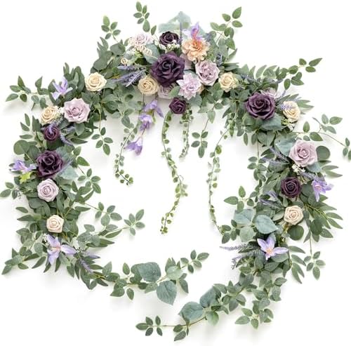 Ling's moment Purple Artificial Flower Garland Wedding Arch 9 FT by LingsMoment