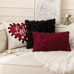 MIULEE Pack of 2 3D Decorative Romantic Stereo Chiffon Rose Flower Throw Pillow Cover Solid Square Pillowcase for Christmas Day Decoration Sofa Bedroom Car 12x20 Inch (30x50cm) Wine Red - Image 5