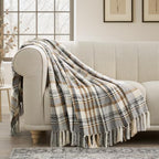 EverGrace Plaid Chenille Knit Throw Blanket, 60"x80", Grey & Beige - Image 6