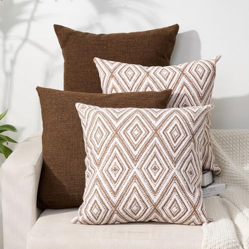 HPUK Throw Pillow Covers 18x18, Set of 4, Chocolate Couch Pillow Covers by HPUK