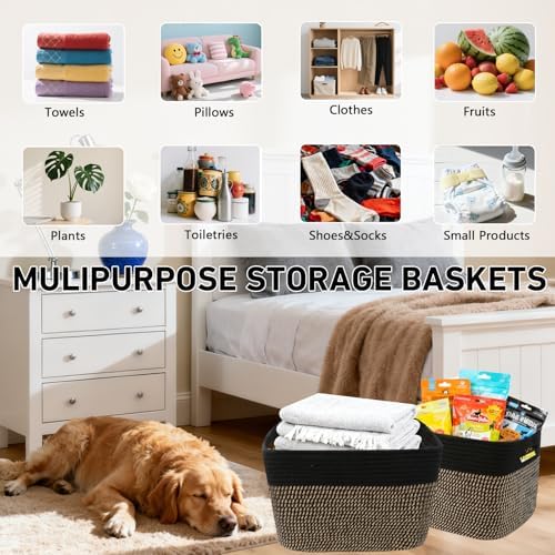 3 Pack Woven Baskets,Storage Baskets for Shelves with Handles - Image 6
