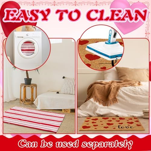 Moucuny 2 Coir Outdoor Mat,Non Slip, 24'' X 35'',16'' X 28'', Love - Image 5