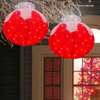Lighted Christmas Balls Outdoor Decorations, 2pcs Pop-Up Red Christmas Décor Balls Prelit 160 Lights with 8 Flashing Effects, Collapsible Light Up Hanging Lanterns Plug-in for Home Yard Party-Red - Image 2