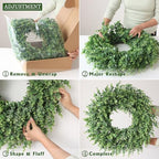 24" Lifelike Touch Artificial Eucalyptus Wreath for Front Door Decor(Green) - Image 5