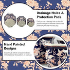 Galt International Blue & Pink Round Fluted Floral Porcelain Ceramic Plant Flower Planter Pot Set of 3 (7.5", 10", 13") Garden Pots Chinese Asian Design - Image 4