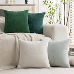 Set of 4 Soft Textured Decorative Throw Pillow Covers 20x20 Inch Cozy Farmhouse Cushion Cover Square Accent Pillow Cases for Bed Couch Sofa Living Room, White Aqua Green - Image 2