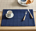 ZeeMart Linen Checked Farmhouse Placemats Set of 6, Navy Blue 13x19in by ZEEMARTONLINE
